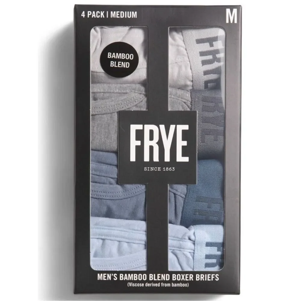 FRYE S Blue Gray Fly Front Bamboo Blend Boxer Briefs Pack of 4